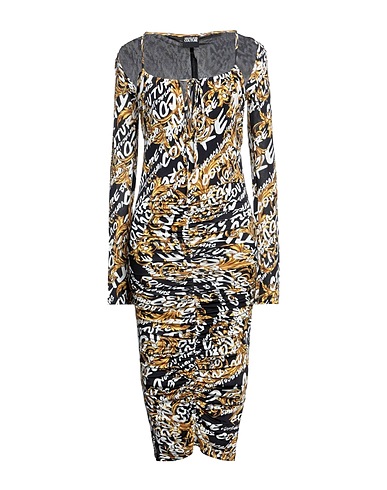 VERSACE JEANS COUTURE Vestito midi Nero 95% Viscosa, 5% Elastan