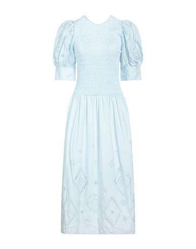 GANNI Long dress Sky blue 100% Cotton