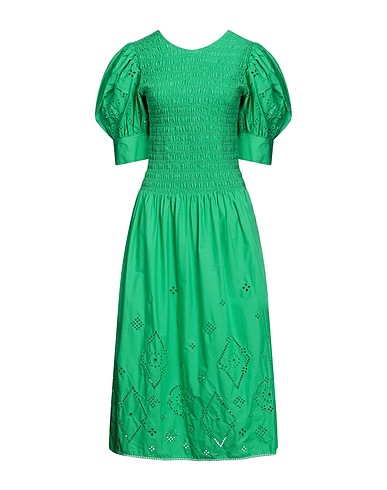 GANNI Long dress Green 100% Cotton