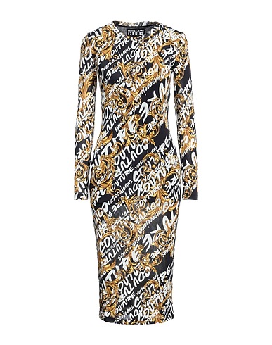 VERSACE JEANS COUTURE Midi dress Black 95% Viscose, 5% Elastane