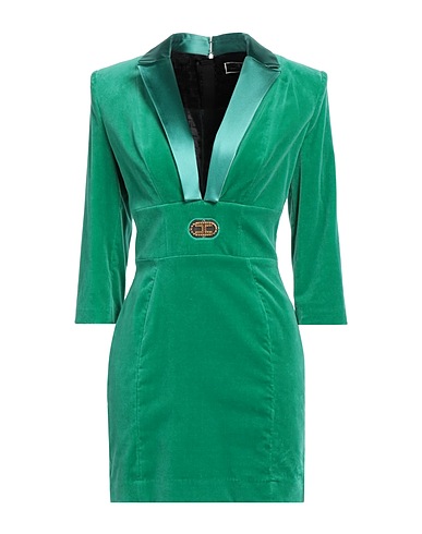 ELISABETTA FRANCHI Blazer dress Emerald green 99% Cotton, 1% Elastane