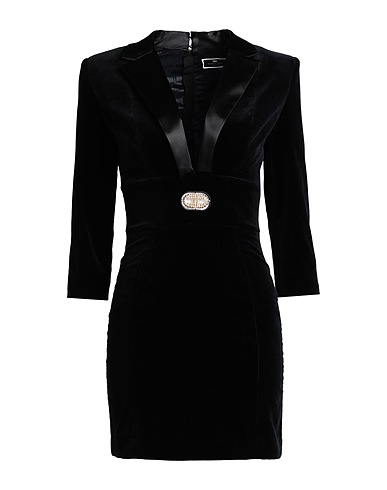 ELISABETTA FRANCHI Short dress NERO 99% Cotton, 1% Elastane