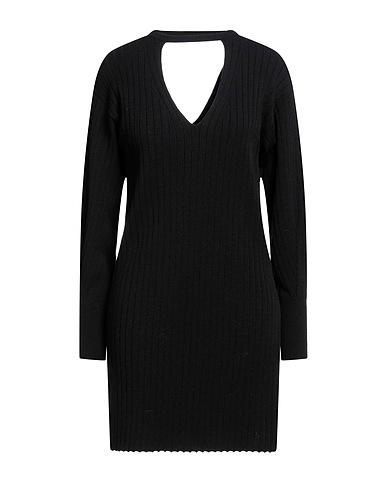 NUDE Short dress Black 44% Wool, 44% Acrylic, 12% Polyester