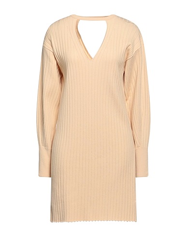 NUDE Vestito corto Beige 44% Lana, 44% Acrilico, 12% Poliestere
