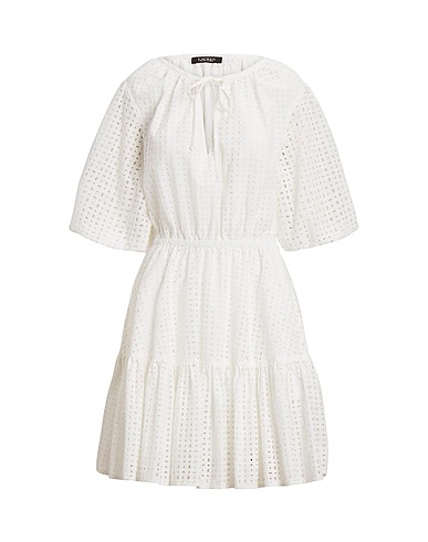 LAUREN RALPH LAUREN Short dress EYELET-EMBROIDERED COTTON DRESS
 White 100% Cotton
