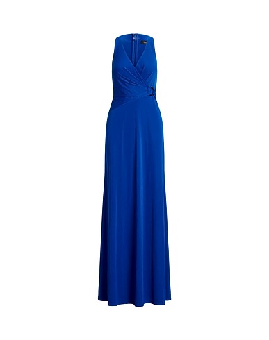 LAUREN RALPH LAUREN Long dress STRETCH JERSEY SURPLICE GOWN
 Blue 94% Polyester, 6% Elastane