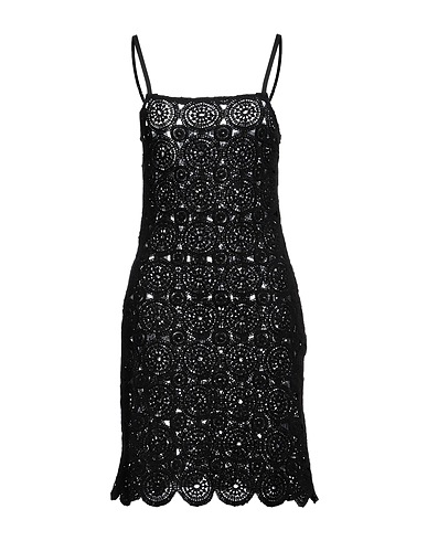 ROTATE BIRGER CHRISTENSEN Short dress Black 50% Organic cotton, 40% Cotton, 10% Polyester