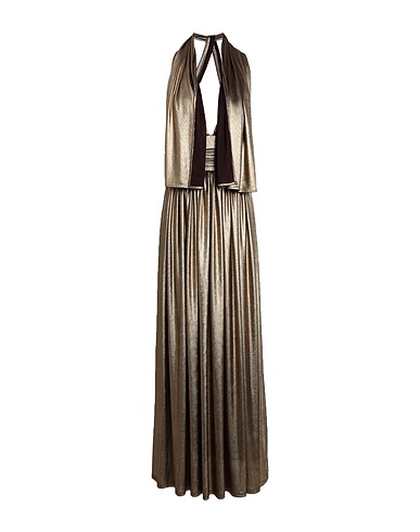 FOREVER UNIQUE Long dress Gold 96% Polyester, 4% Elastane