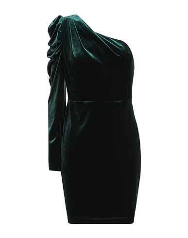 FOREVER UNIQUE One-shoulder dress Emerald green 100% Polyester