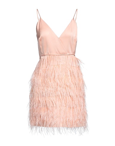 TWINSET Vestito corto Cipria 100% Viscosa, Piume di struzzo