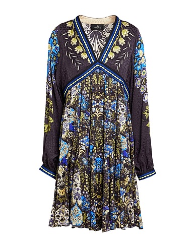 ETRO Pleated dress Blue 100% Silk
