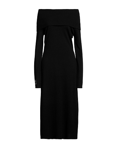 BLUGIRL Midi dress Black 40% Wool, 25% Polyamide, 25% Viscose, 10% Cashmere