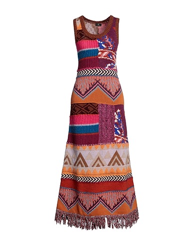 ETRO Long dress Brown 49% Wool, 22% Polyamide, 17% Mohair wool, 9% Alpaca wool, 3% Cotton