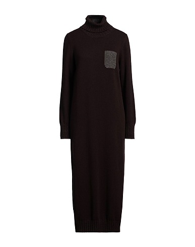PESERICO Knit dress Dark brown 70% Virgin Wool, 20% Silk, 10% Cashmere, Alpaca wool, Polyamide