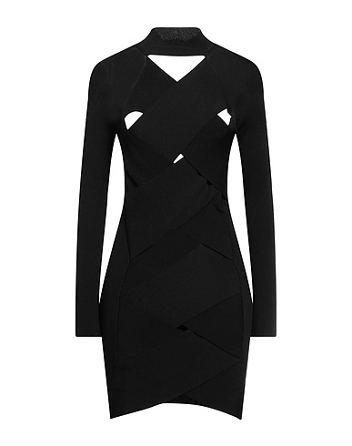 SSHEENA Kurzes Kleid Schwarz 75% Viskose, 25% Polyester