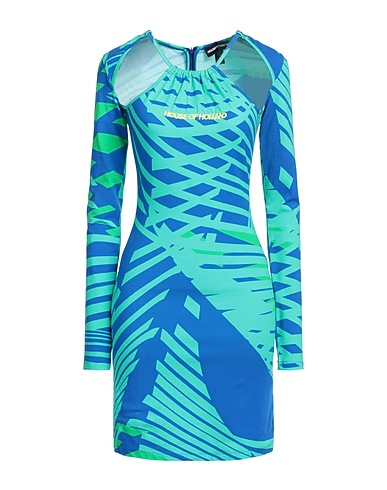 HOUSE OF HOLLAND Short dress Turquoise 92% Cotton, 8% Elastane