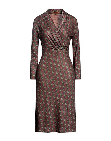 SIYU Midi dress Chocolate brown 75% Viscose, 13% Polyamide, 12% Polyester