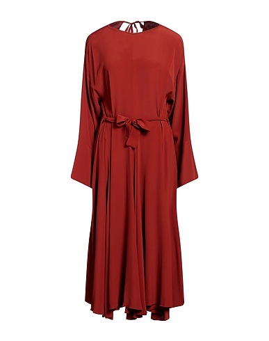 ERIKA CAVALLINI Midi dress Brick 65% Acetate, 35% Silk