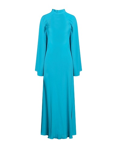 ERIKA CAVALLINI Long dress Turquoise 65% Acetate, 35% Silk