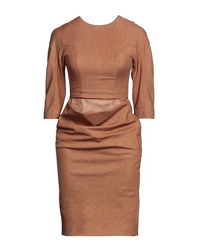 BURBERRY Midi dress Brown 47% Wool, 26% Silk, 15% Mohair wool, 12% Linen