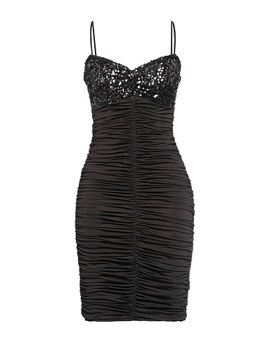 W LES FEMMES by BABYLON Short dress Black 97% Viscose, 3% Elastane, Polyamide