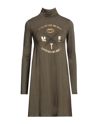 MET JEANS Short dress Military green 100% Cotton