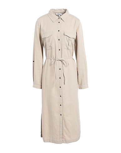 ONLY Vestito chemisier Beige 55% Lino, 45% Viscosa