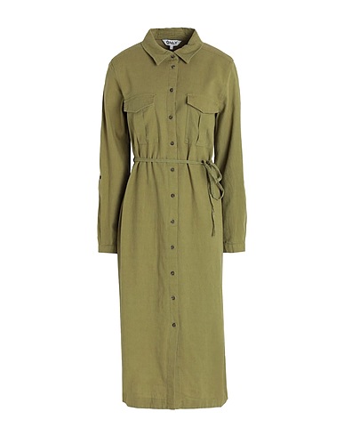 ONLY Robe chemise Vert militaire 55% Lin, 45% Viscose