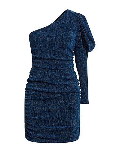 VANESSA SCOTT One-shoulder dress Bright blue 65% Nylon, 30% Polyester, 5% Elastane