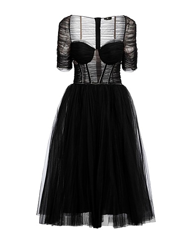ELISABETTA FRANCHI 미디 원피스 블랙 100% 폴리아미드, 비스코스