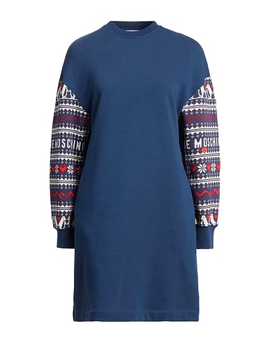 LOVE MOSCHINO Short dress Navy blue 66% Cotton, 34% Polyester, Elastane