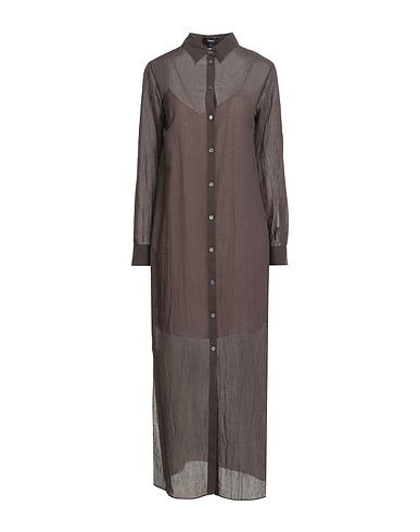 THEORY Long dress Dark brown 100% Cotton