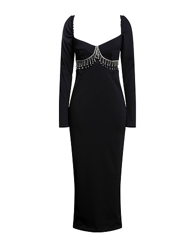 ANOUKI Vestito midi Nero 85% Viscosa, 13% Elastan, 2% Altre Fibre