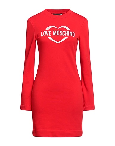 LOVE MOSCHINO Short dress Red 100% Cotton, Elastane