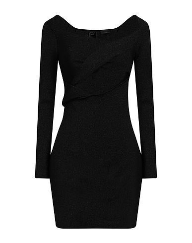 PINKO Kurzes Kleid Schwarz 52% Viskose, 28% Polyamid, 14% Polyester, 6% Metallfaser