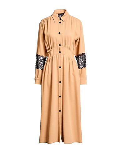 BOUTIQUE MOSCHINO Vestido camisero Camel 55% Lyocell, 31% Viscosa, 14% Lana, Poliamida