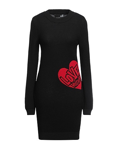 LOVE MOSCHINO Kurzes Kleid Schwarz 40% Wolle, 29% Recyceltes Acryl, 15% Polyamid, 12% Viskose, 4% Kaschmir