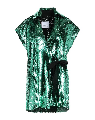 ERIKA CAVALLINI Top Emerald green 100% Polyester, Virgin Wool, Elastane