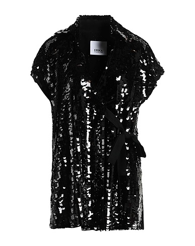 ERIKA CAVALLINI Top Nero 100% Poliestere, Lana Vergine, Elastan