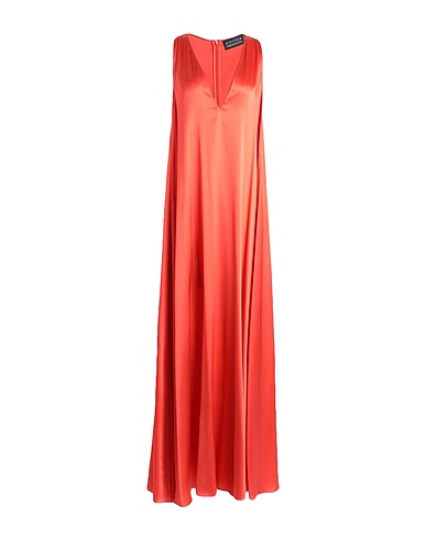 GIANLUCA CAPANNOLO Long dress Orange 93% Silk, 7% Elastane