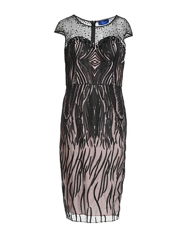 SOLOGIOIE Midi-Kleid Schwarz 100% Polyester
