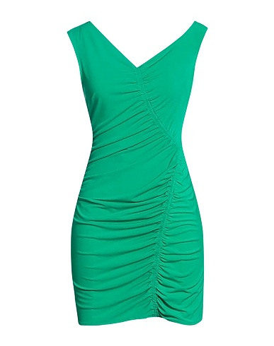 SELF-PORTRAIT Short dress Green 85% Polyester, 15% Elastane