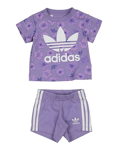ADIDAS ORIGINALS Baby co-ord  Floral Tee and Shorts Set
 Mauve 100% Cotton