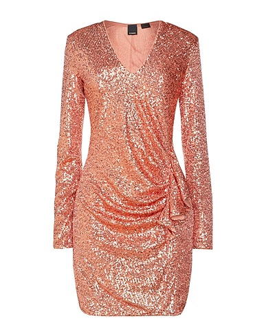 PINKO Sequin dress Salmon pink 94% Polyester, 6% Elastane