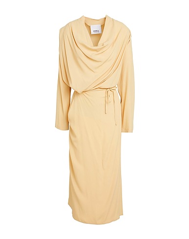 ERIKA CAVALLINI Midi dress Pastel yellow 65% Acetate, 35% Silk