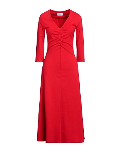 SOALLURE Midi dress Red 65% Viscose, 30% Nylon, 5% Elastane