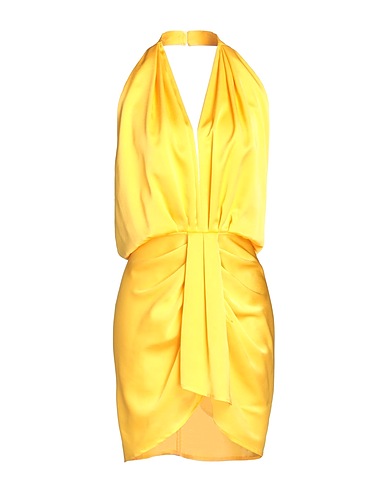 NINEMINUTES Vestito corto Giallo ocra 97% Poliestere, 3% Elastan