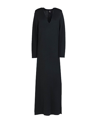 SEVENTY VENEZIA Long dress Black 47% Wool, 47% Acrylic, 6% Polyester