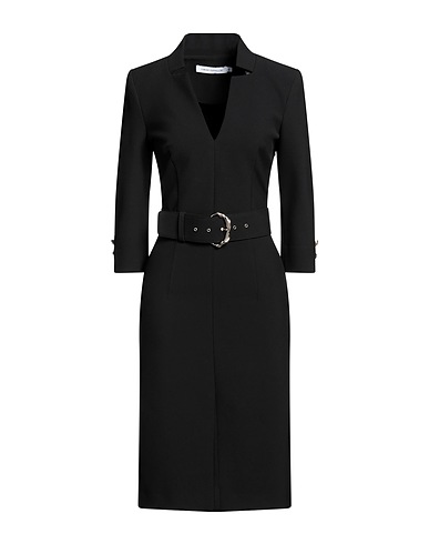 SIMONA CORSELLINI Midi dress Black 63% Polyester, 27% Viscose, 7% Cotton, 3% Elastane