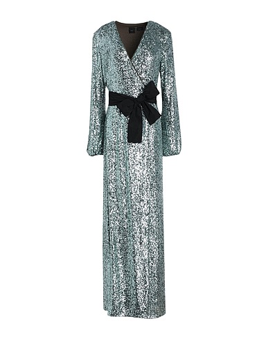PINKO Long dress Light green 93% Polyester, 7% Elastane